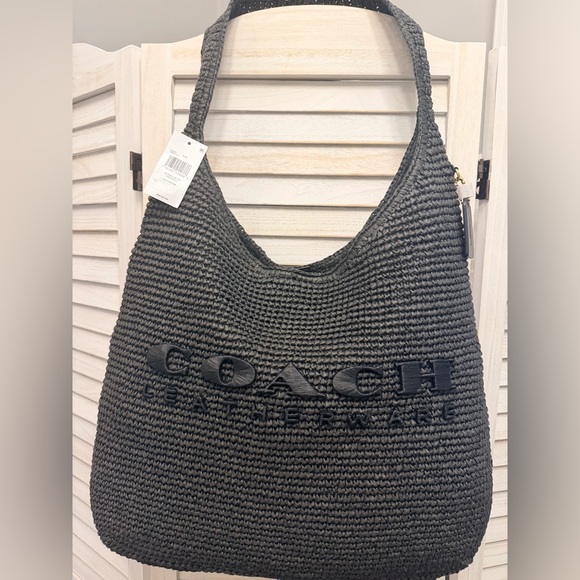Coach Handbags - NWT Coach Black Straw/Woven Brooklyn 39 with dust bag